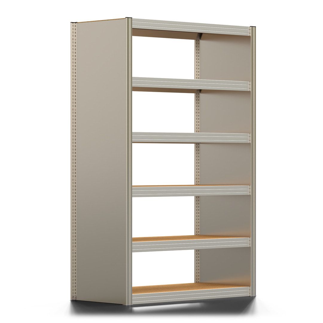 Archivregal mit Holzböden - Seitenwand - 6 Ebenen - 250 kg - 2.075 x 1.285 x 600 mm (HxBxT) - Anbauregal - verzinkt - Steckregal BERT