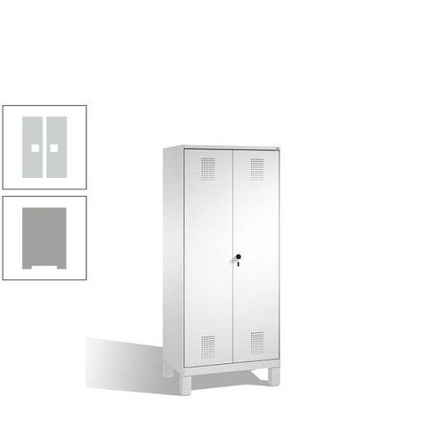 Doppel-Spind, Doppeltüren, Garderobenschrank mit Füßen, 2 Abteile a 400 mm, Korpus anthrazitgrau, Tür anthrazitgrau, 1.850 x 800 x 500 mm (HxBxT)