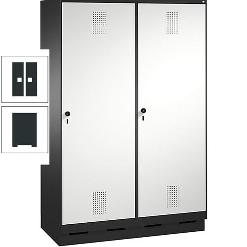 Doppel-Spind, Garderobenschrank, 2 Türen für 4 Abteile a 300 mm, Korpus anthrazitgrau, Türen anthrazitgrau, 1.800 x 1.200 x 500 mm (HxBxT)