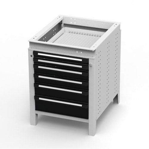 OTTOKIND Werkbank - Arbeitsplatte bündig - 850 x 605 x 750 mm (HxBxT) - 6 Schubladen - lichtgrau