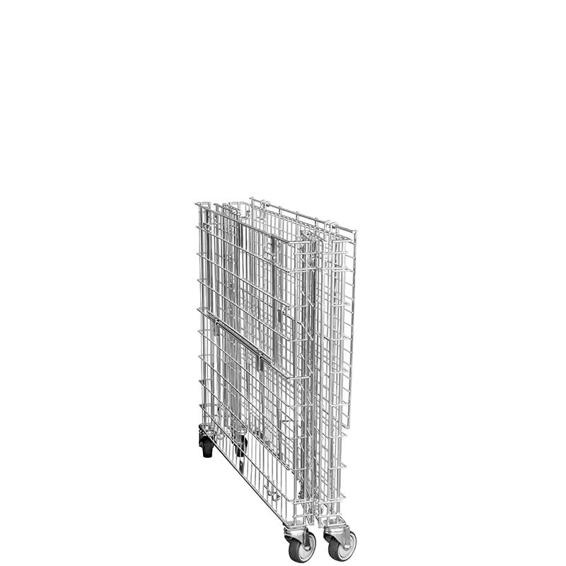 Ballwagen, Drahtgitterwagen, Rollbehälter, Metallkorb, verzinkt, Füllhöhe 870 mm, 4 Lenkrollen, 150 kg Tragkraft, 1.000 x 1.040 x 610 mm (HxBxT)