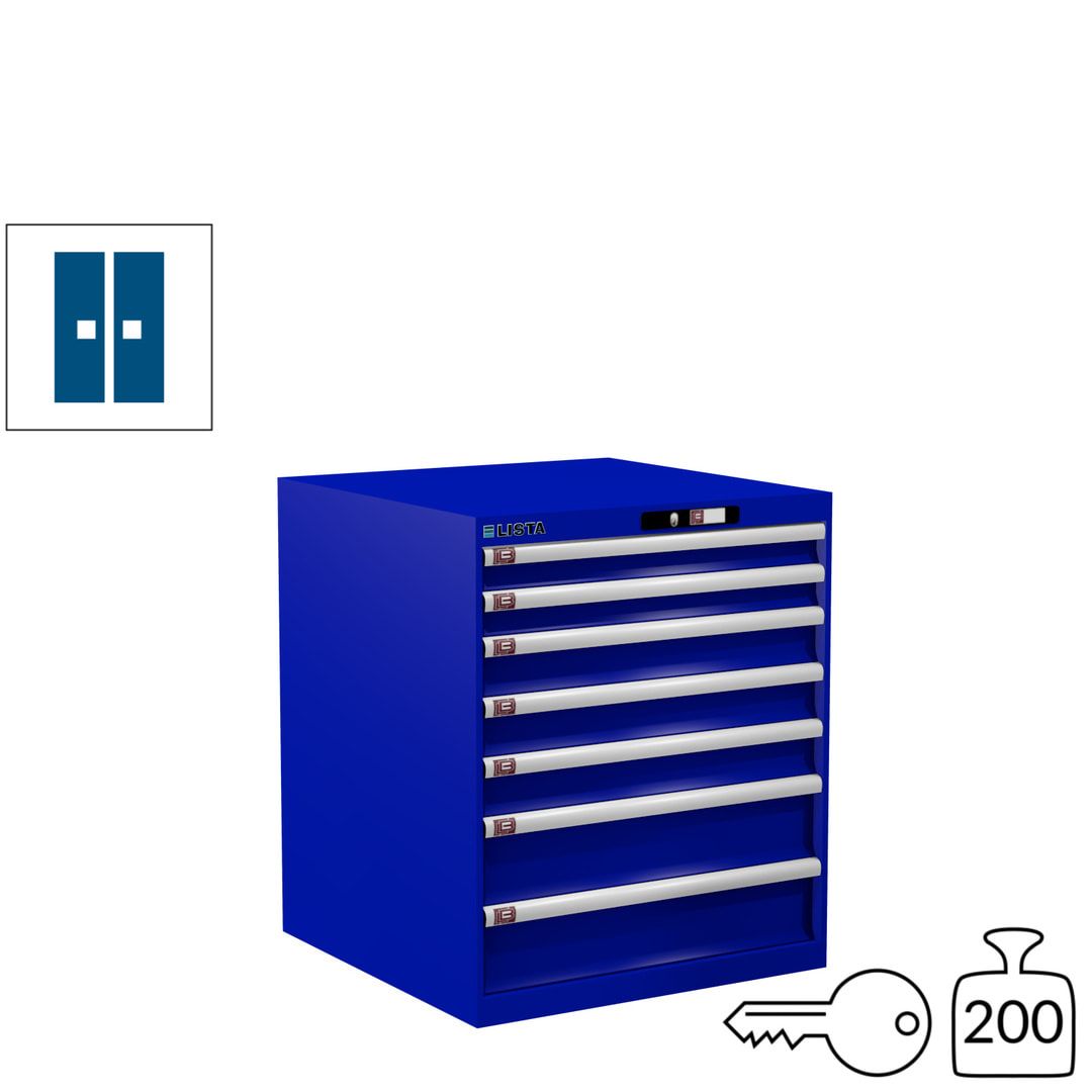 Lista Schubladenschrank - 14.409.010 - 850x717x725 mm (HxBxT) - 7 Schubladen - 75 kg - Key Lock - lichtblau (RAL 5012)