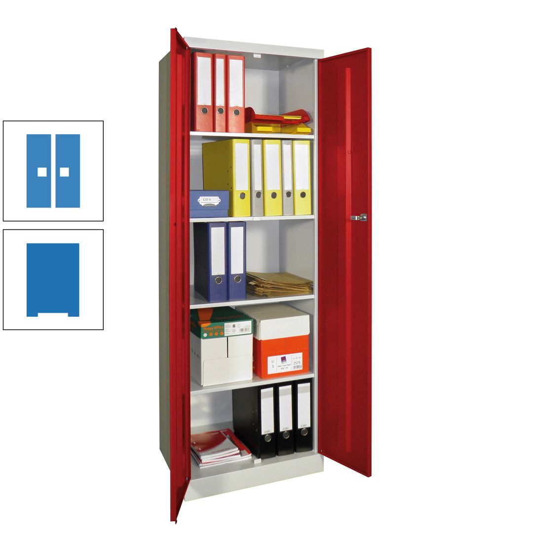 Aktenschrank - Sockel - 4 Böden - 1.800x600x500 mm (HxBxT) - Zylinderschloss - anthrazitgrau