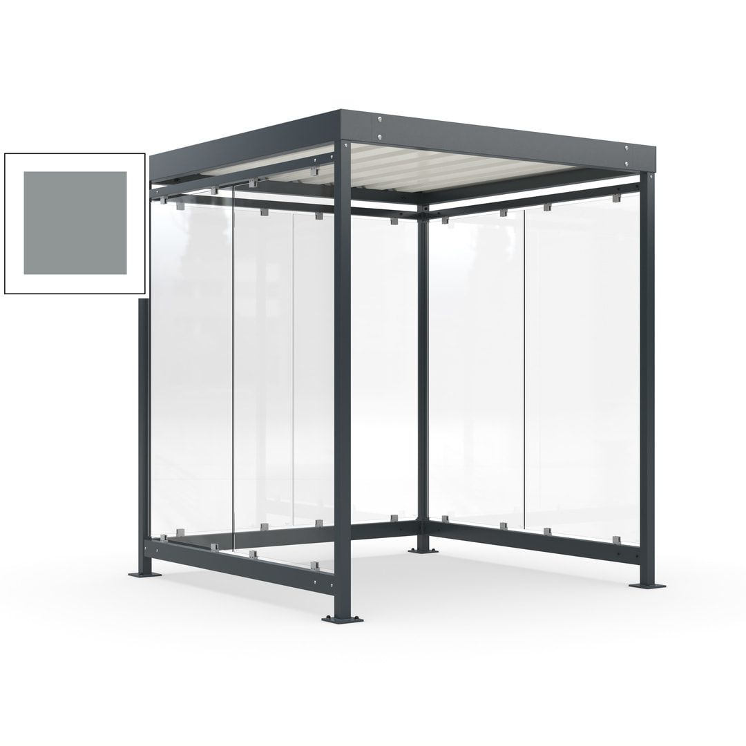Raucherunterstand, Bushaltestelle, Bausatz, 6-7 Personen, 6 Wände, 2.510 x 2.165 x 2.165 mm (HxBxT), Achatgrau