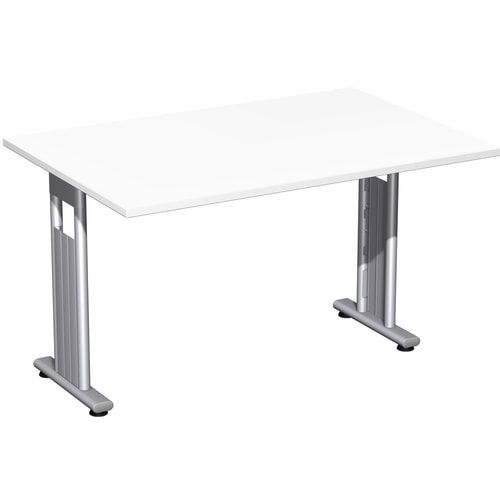 Schreibtisch mit einseitig verkürzt Füßen - C-Fuß Flex - Bürotisch - Konferenztisch - 720 x 1.200 x 800 mm (HxBxT) - Dekor Ahorn - Gestell silber