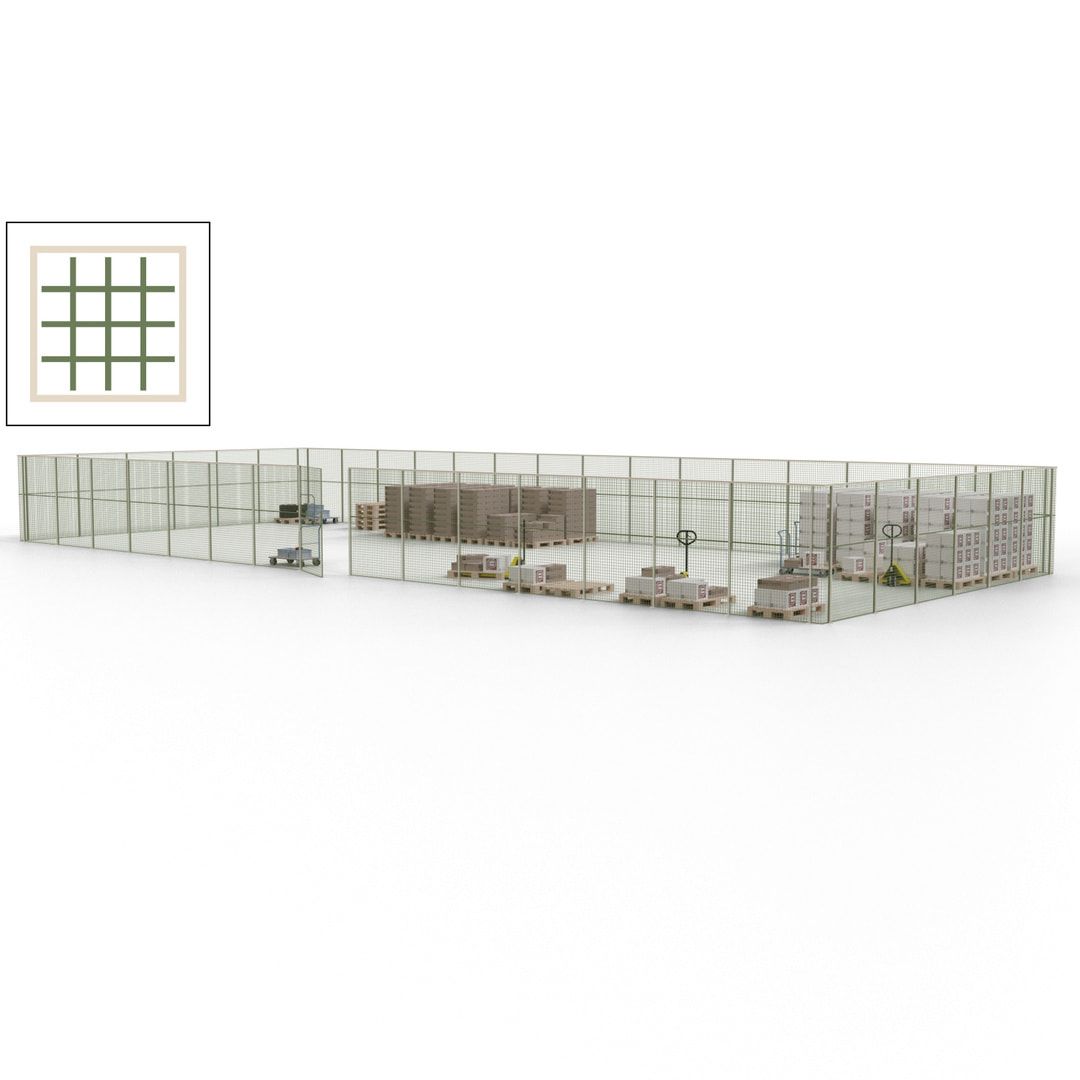 Maschinen Schutzgitter - Hallentrennwand - Sicherheitszaun - Tür - 63 m - 2.200 x 22.900 x 9.400 mm (HxBxT) - enzianblau