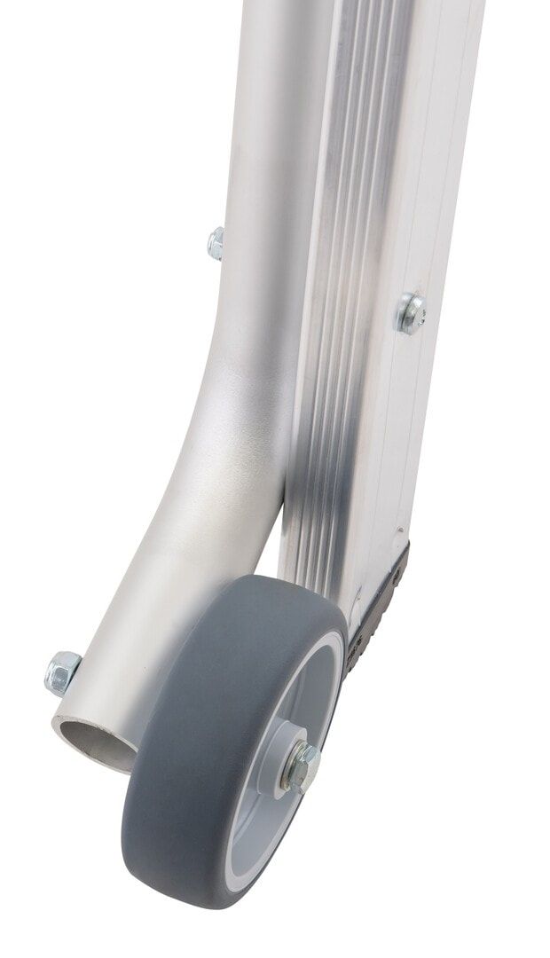 Plattformleiter mit kurzem Handlauf, Absturzsicherung, 2 Kipprollen, Rutschhemmung R11, Leiterlänge 1.610 mm, 2 Stufen, Traglast 150 kg, Hymer