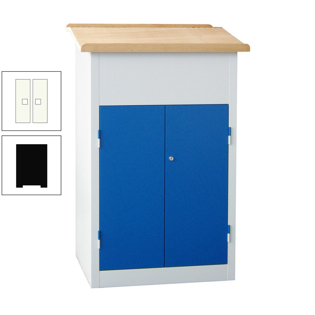 Stehpult mit Schrank - Vollblechtür - Zylinderschloss - 2 Böden - 1.200 x 700 x 600 mm (HxBxT) - anthrazitgrau