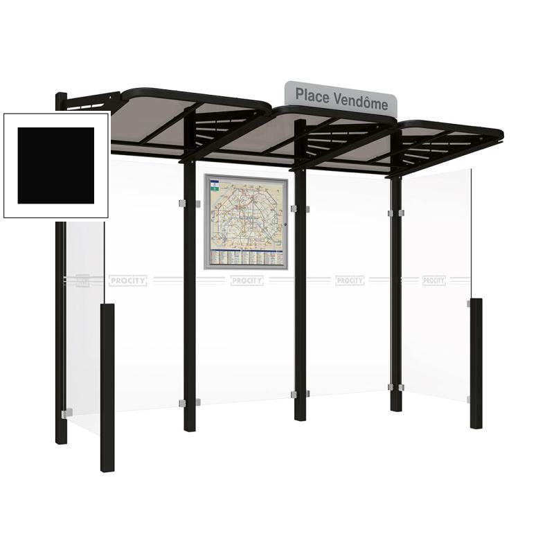 Buswartehalle - Unterstand - modular - Fahrplankasten - Haltestellenschild - Seitenwände - 2.200 x 3.000 x 1.500 mm (HxBxT) - enzianblau