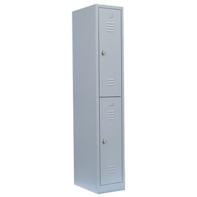 Garderobenschrank, Doppelstockspind, 1 Abteil, 2 Fächer, 1.800 x 315 x 500 mm (HxBxT), Stahl, Drehriegel, Farben wählbar