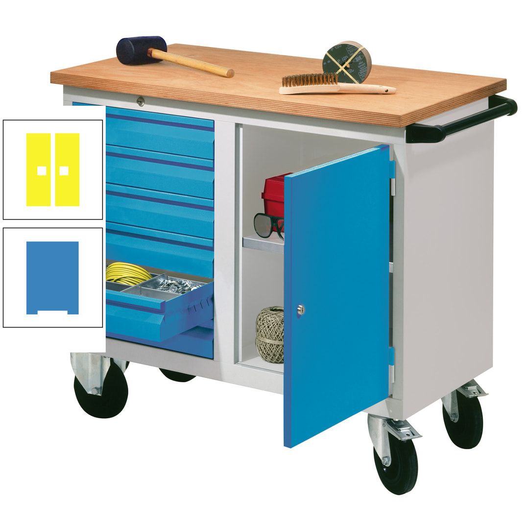 Mobile Werkbank - Werkstattwagen - 915 x 1.090 x 600 mm - 6 Schubladen und Schrankfach - anthrazitgrau