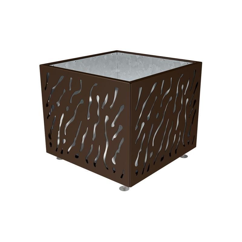 Pflanzbehälter, Stahlblech fvz, einfarbig, innen feuerverzinkt mit Verladungsgriffen, verstellbare Füße, 870 x 990 x 990 mm (HxBxT), enzianblau