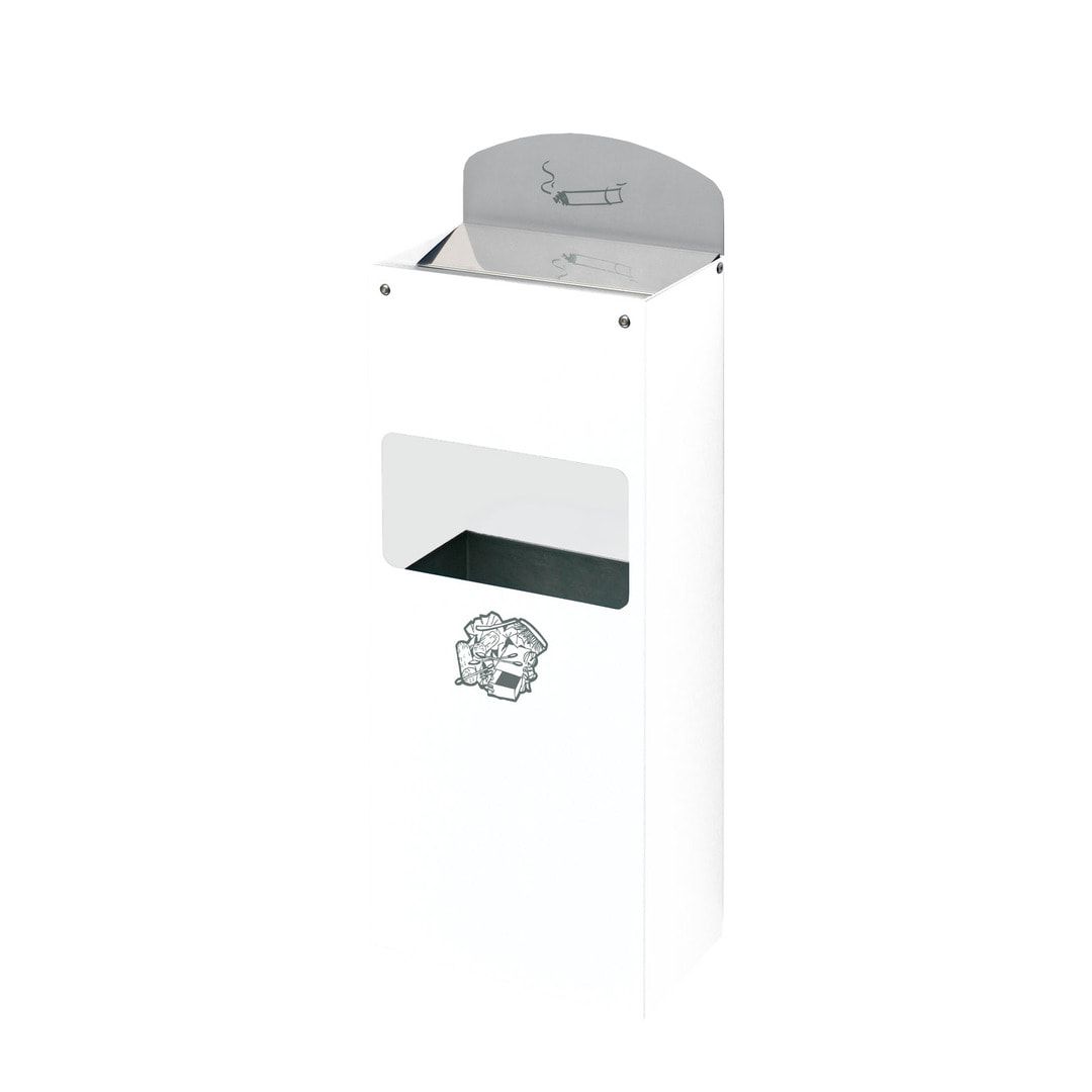 Wandascher mit Schild und Abfallsammler - Volumen 0,8 / 4 l - 580 x 200 x 125 mm (HxBxT) - enzianblau