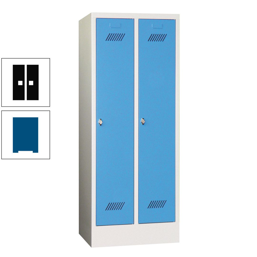Spindschrank f. Schulen - mit Sockel - Höhe 1.600 mm - 2 Abteile a 300 mm - Drehriegel - anthrazitgrau
