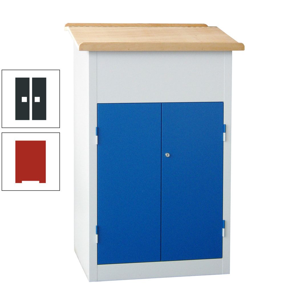 Stehpult mit Schrank - Vollblechtür - Zylinderschloss - 2 Böden - 1.200 x 700 x 600 mm (HxBxT) - anthrazitgrau