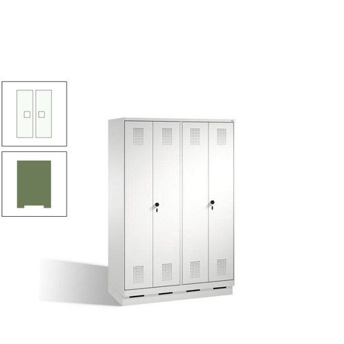 Doppel-Spind, Doppeltüren, Garderobenschrank mit Sockel, 4 Abteile a 300 mm, Korpus anthrazitgrau, Tür anthrazitgrau, 1.800 x 1.200 x 500 mm (HxBxT)
