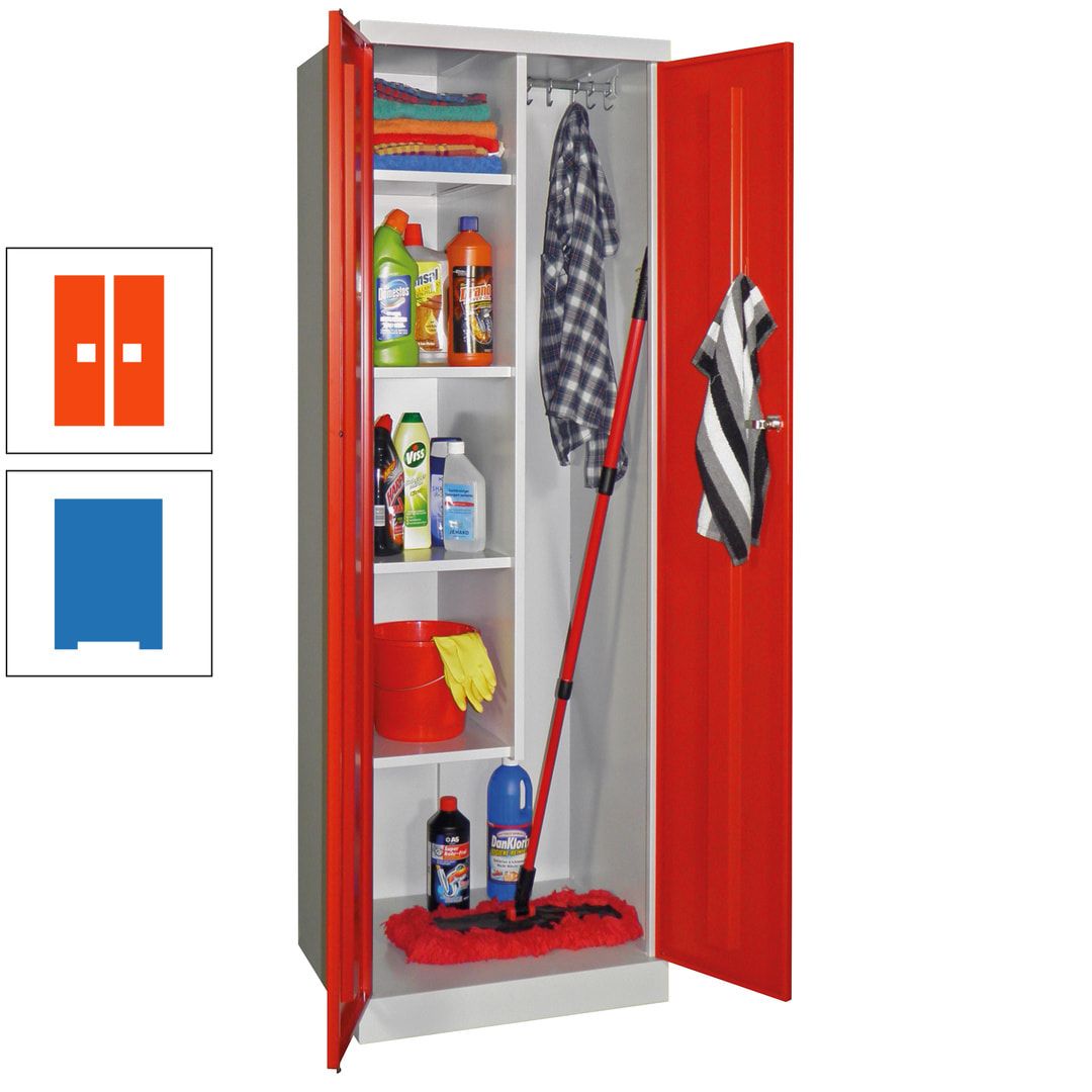 Putzschrank mit Sockel - 1 Abteil mit Trennwand - 1.800x600x500 mm (HxBxT) - Zylinderschloss - anthrazitgrau