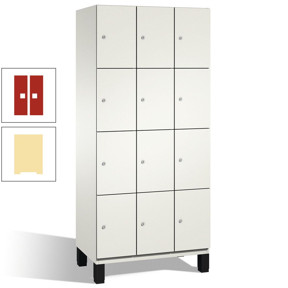 Fächerschrank, Stahlschrank, 12 Fächer, Türöffnungsbegrenzer, mit Füßen, Korpus lichtgrau, Tür anthrazitgrau, 1.980 x 900 x 525 mm (HxBxT)