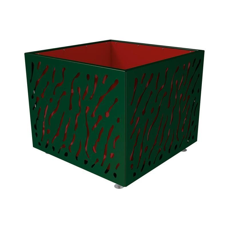 Pflanzbehälter, Stahl, vormontiert, zweifarbig, verstellbare Füße, Innen feuerverzinkt, Verladungsgriffe, 960 x 1.145 x 1.145 mm (HxBxT), enzianblau