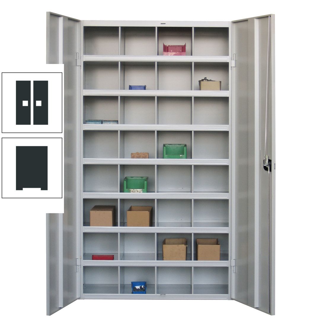 Fächerschrank - Sortierstation - Büroschrank - 32 Fächer - 1.800 x 1.000 x 530 mm (HxBxT) - Materialschrank - anthrazitgrau