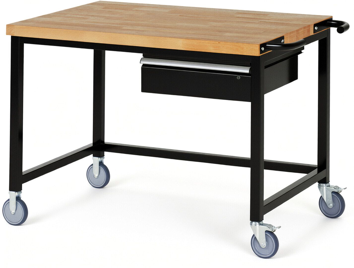 Mobile Werkbank mit 1 Schublade - 150:1 - höhenverstellbar 880-1.080 mm - 1.250 x 900 mm (BxT) - 450 kg - Buche - Anthrazitgrau