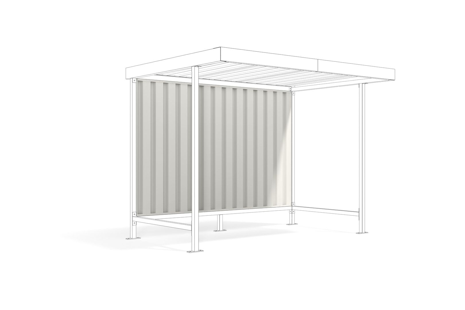 Rückwand - Unterstand - Überdachung - blickdicht- wetterfest - 1.880 x 2.870 mm (HxB) - grauweiß