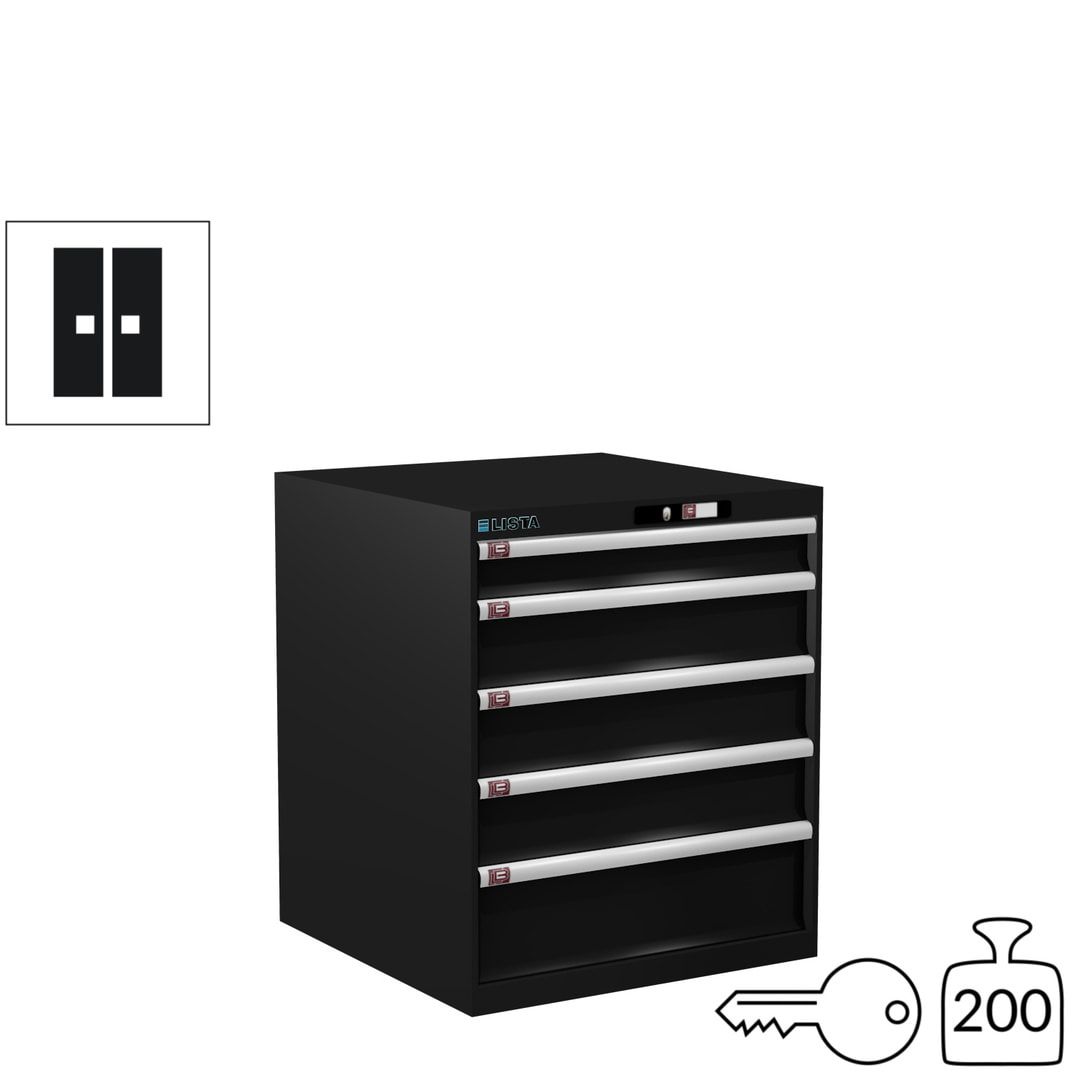 Lista Schubladenschrank - 14.410.010 - 850x717x725 mm (HxBxT) - 5 Schubladen - 75 kg - Key Lock - lichtblau (RAL 5012)