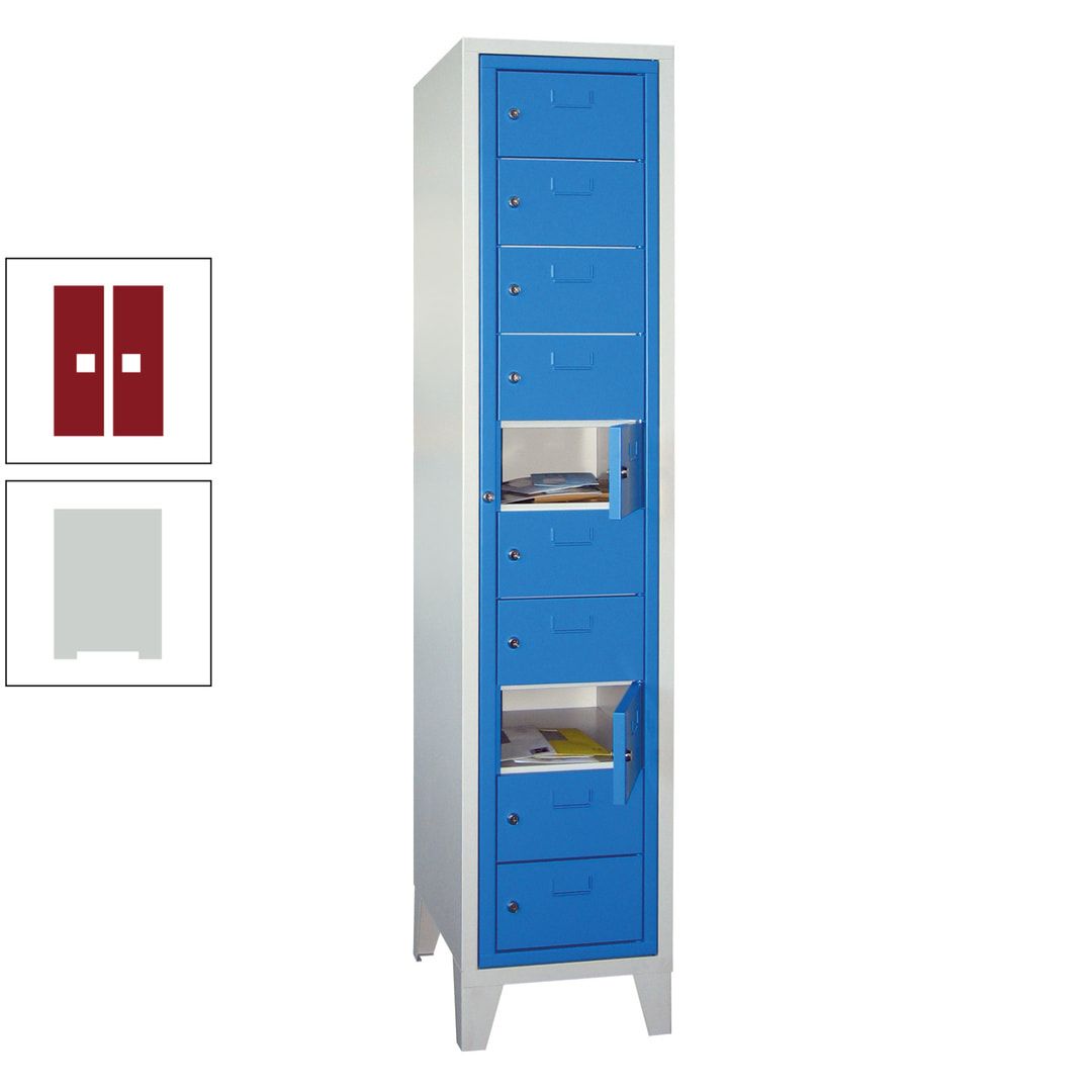 Schließfachschrank - Wäscheausgabeschrank - 10 Fächer a 315 mm - 1.850x400x500 mm (HxBxT) - Füße - Zylinderschloss - anthrazitgrau