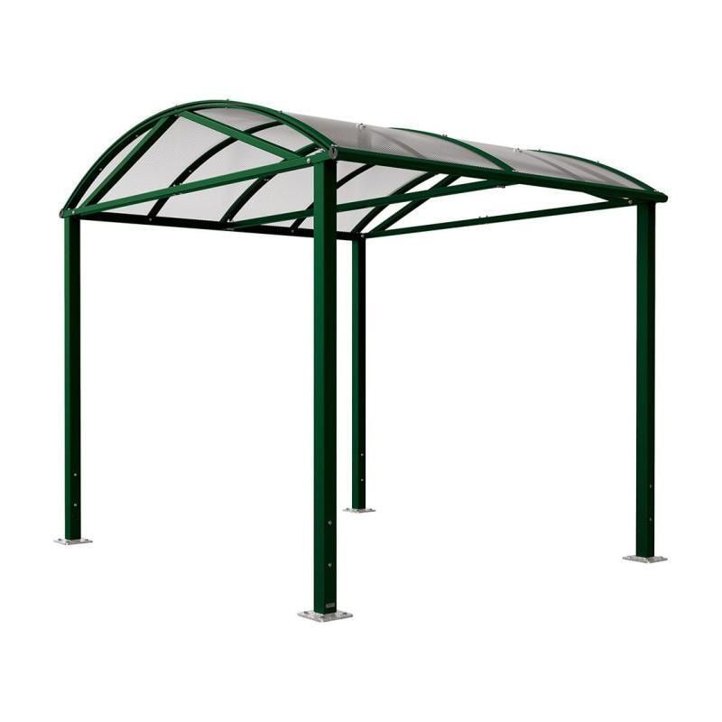 Fahrradüberdachung, Unterstand, 5 Plätze, Grundmodell, Bogendach, Entwässerung, Stahl, 2.640 x 2.520 x 2.830 mm (HxBxT), Farbe enzianblau