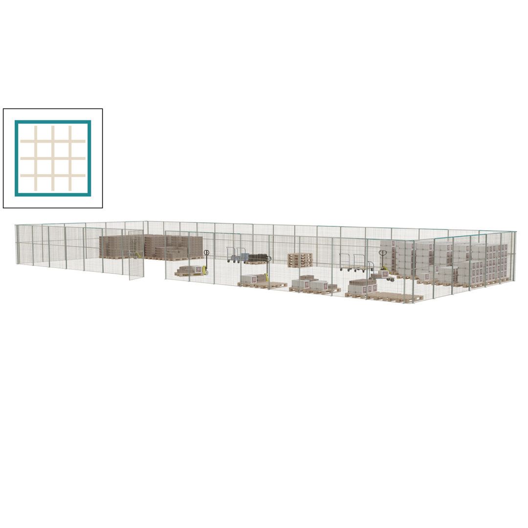Maschinen Schutzgitter - Hallentrennwand - Sicherheitszaun - Tür - 66 m - 2.200 x 24.400 x 9.400 mm (HxBxT) - enzianblau