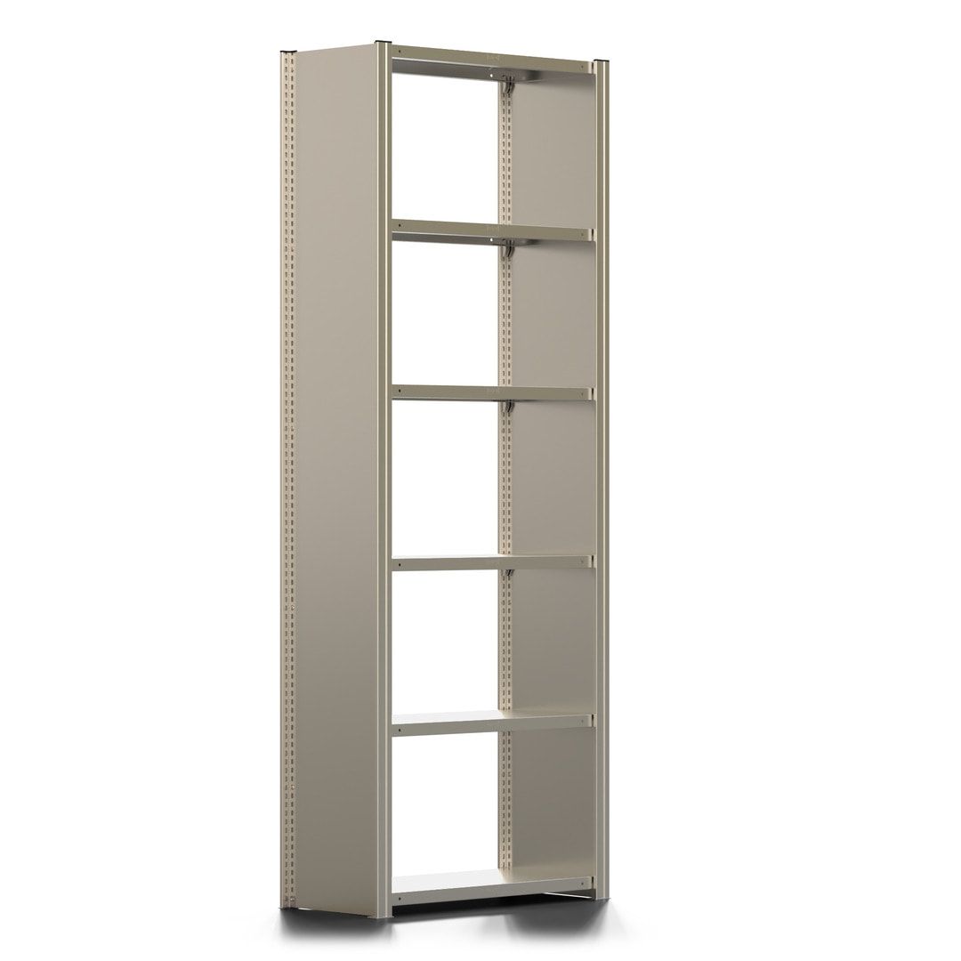 Fachbodenregal mit Seitenwand - 350 kg - 2.500 x 875 x 400 mm (HxBxT) - Anbauregal - 6 Böden - verzinkt - Lagerregal - Steckregal - BERT