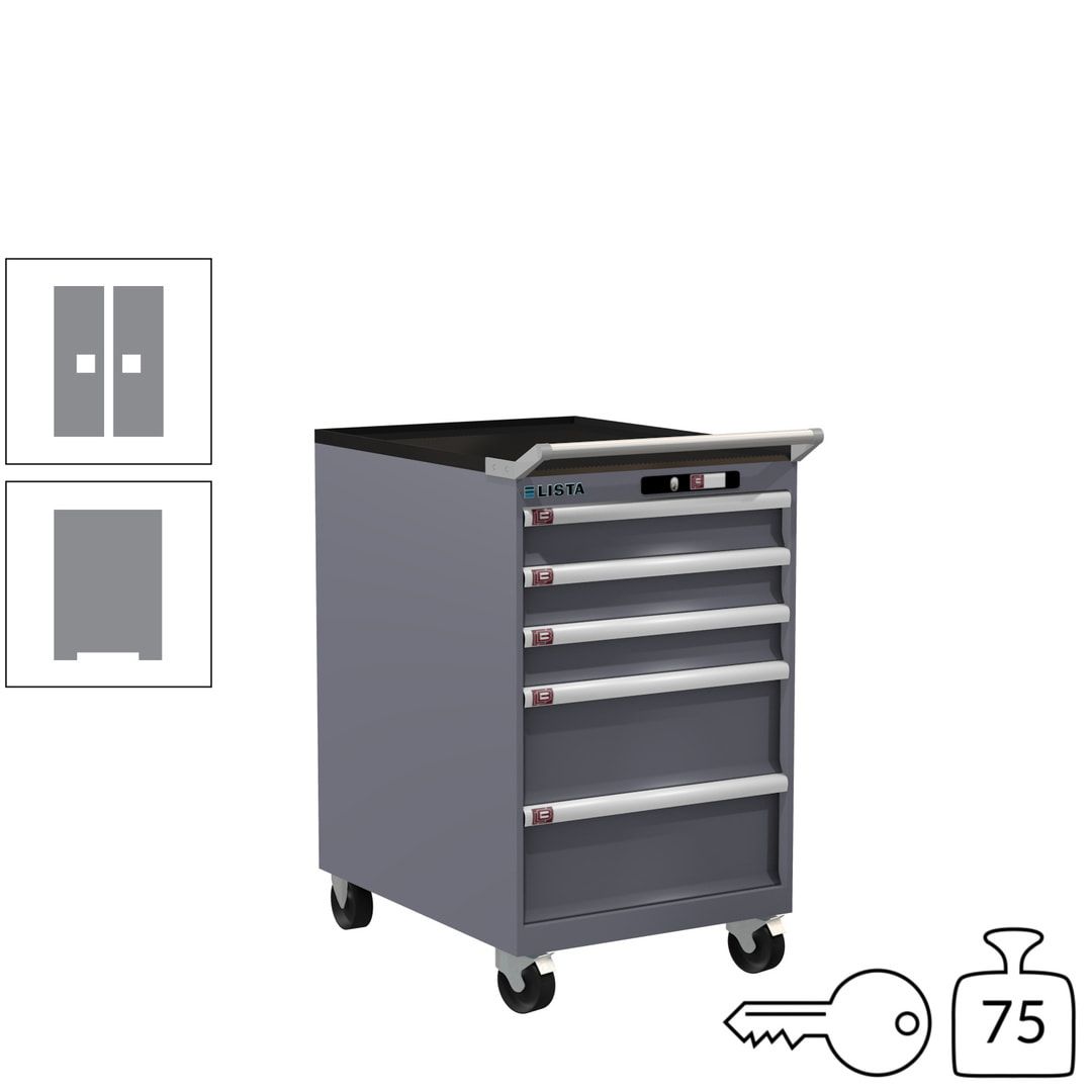 Lista Schubladenschrank - 14.397.010 - 990 x 564 x 725 mm (HxBxT) - 5 Schubladen - 75 kg - Key Lock - lichtblau (RAL 5012)