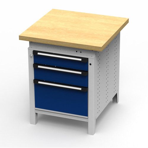 OTTOKIND Werkbank - Arbeitsplatte bündig - 850 x 605 x 750 mm (HxBxT) - 3 Schubladen - lichtgrau