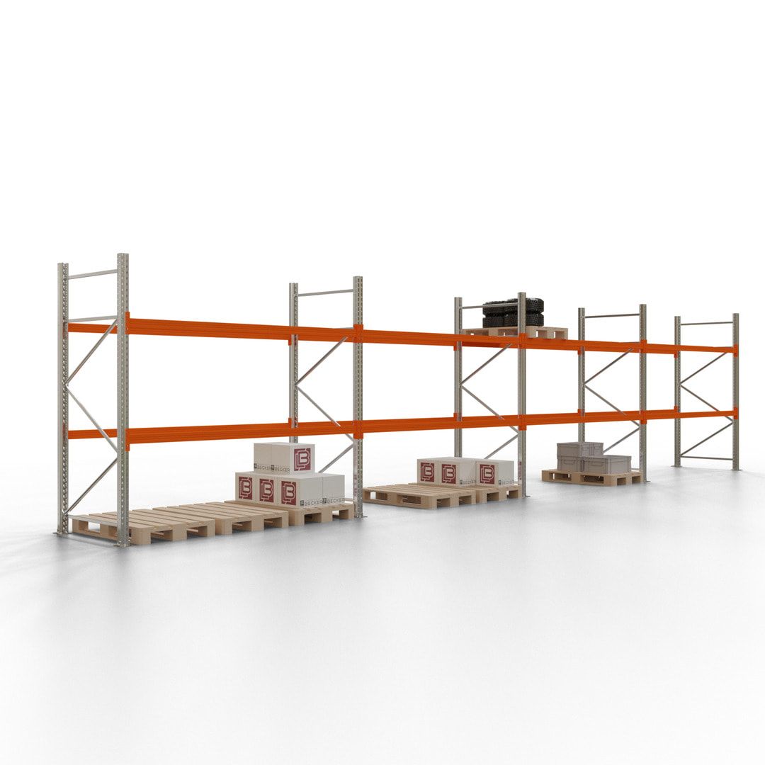 Palettenregal - 1,5 t - 2,0 x 11,3 x 1,1 m - 4 Felder - Schwerlastregal VKfrei