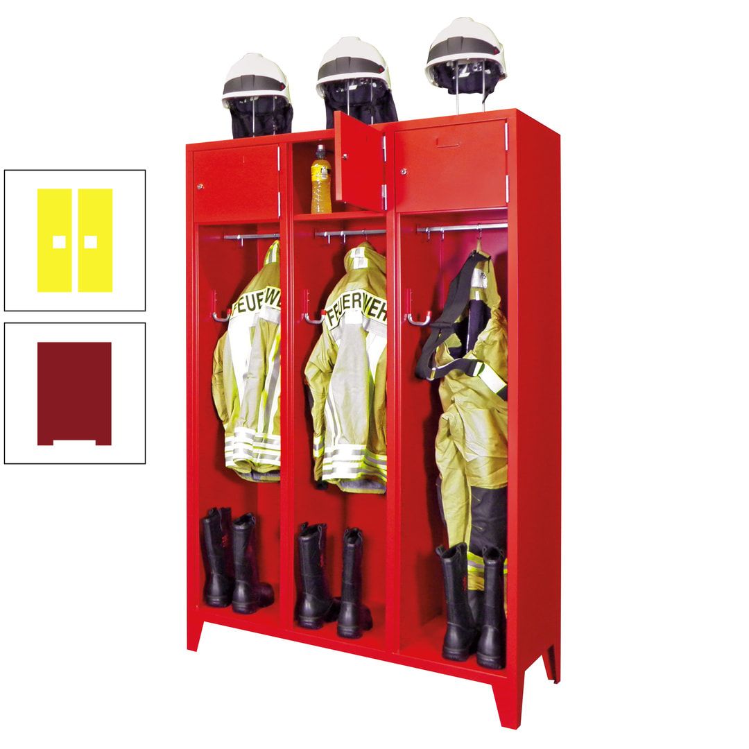 Feuerwehrschrank - 2 Abteile - Ablagefach mit Tür, Etikettenrahmen - 2.100 x 830 x 500 mm (HxBxT) - anthrazitgrau