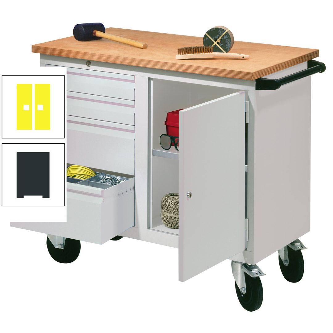 Mobile Werkbank - Werkstattwagen - 915 x 1.090 x 600 mm - 4 Schubladen und Schrankfach - anthrazitgrau