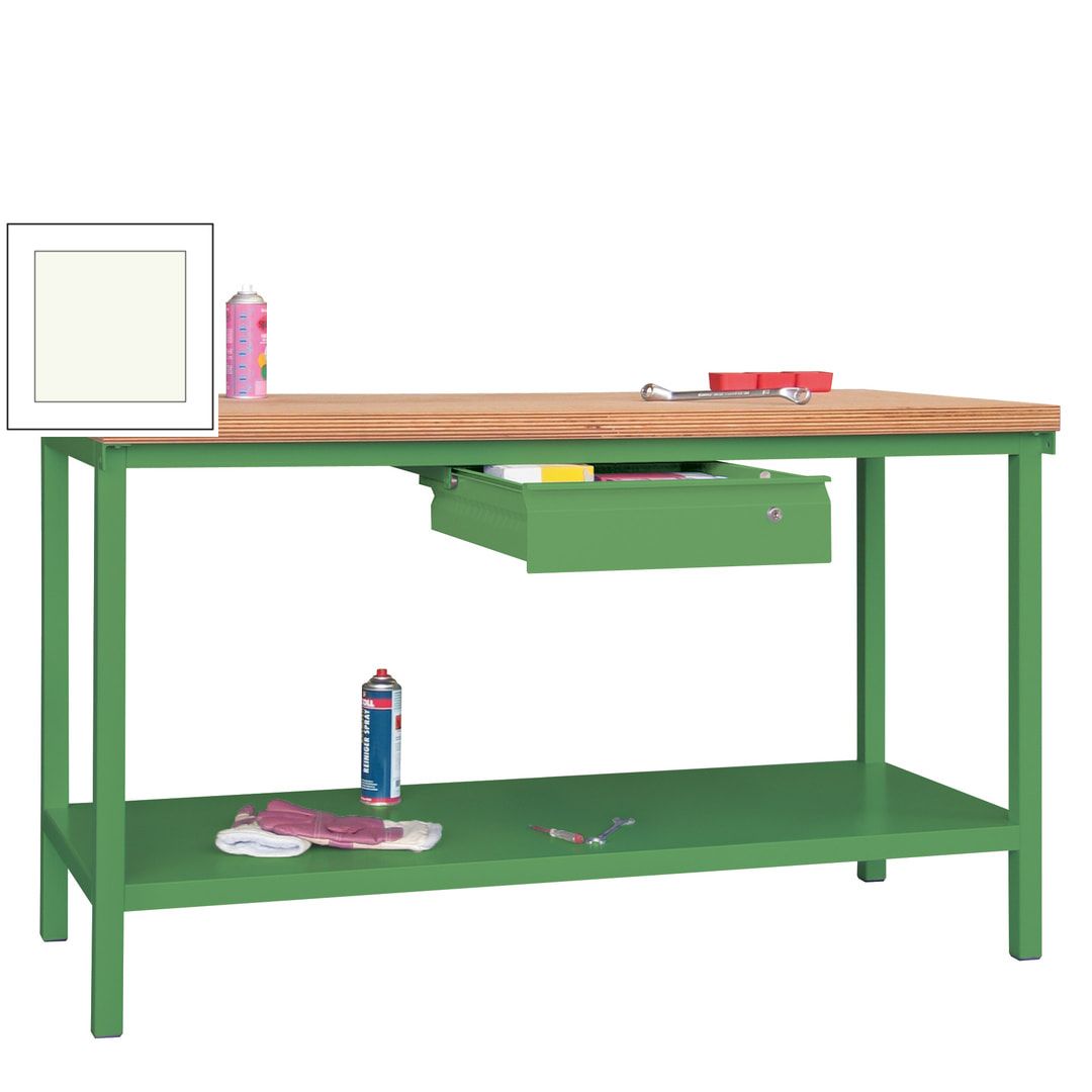 Werkbank mit Ablageboden - 1 Schublade - 900 x 1.500 x 700 mm (HxBxT) - Traglast 1.050 kg - anthrazitgrau