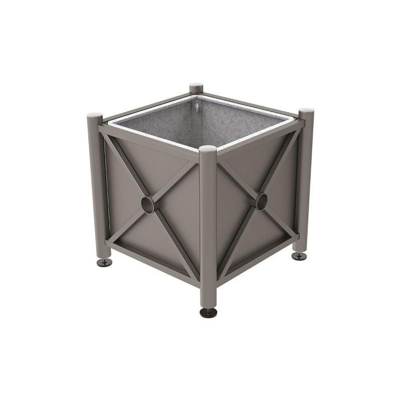 Pflanzbehälter, Stahlblech feuerverzinkt, verstellbare Füße, Innenfach feuerverzinkt, Kopf Agora, 750 x 800 x 800 mm (HxBxT), enzianblau