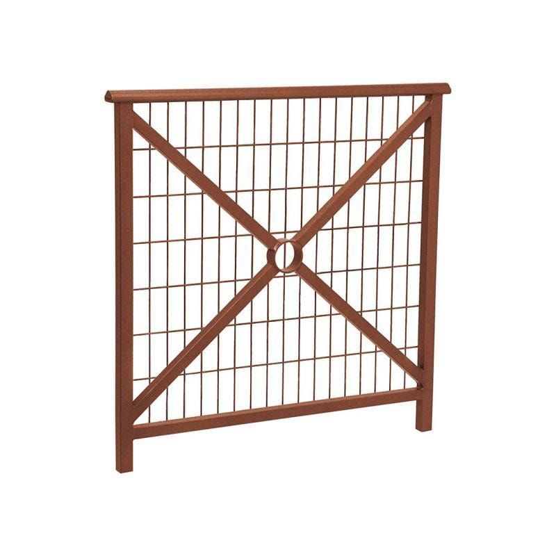 Geländer Kreuz und Gitter - 1.000 x 1.000 mm - abgerundeter Handlauf - Farbe enzianblau - Außengeländer Systemgeländer