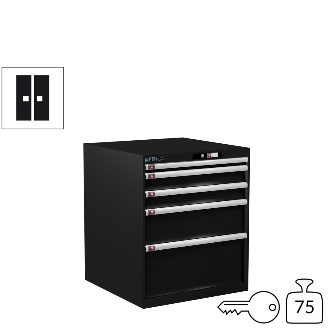 Lista Schubladenschrank - 14.411.010 - 850x717x725 mm (HxBxT) - 5 Schubladen - 75 kg - Key Lock - lichtblau (RAL 5012)