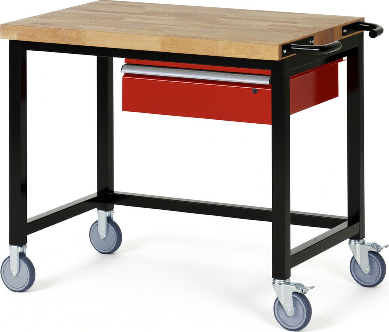 Mobile Werkbank mit 1 Schublade - 150:1 - höhenverstellbar 880-1.080 mm - 1.000 x 700 mm (BxT) - 450 kg - Buche - Anthrazitgrau