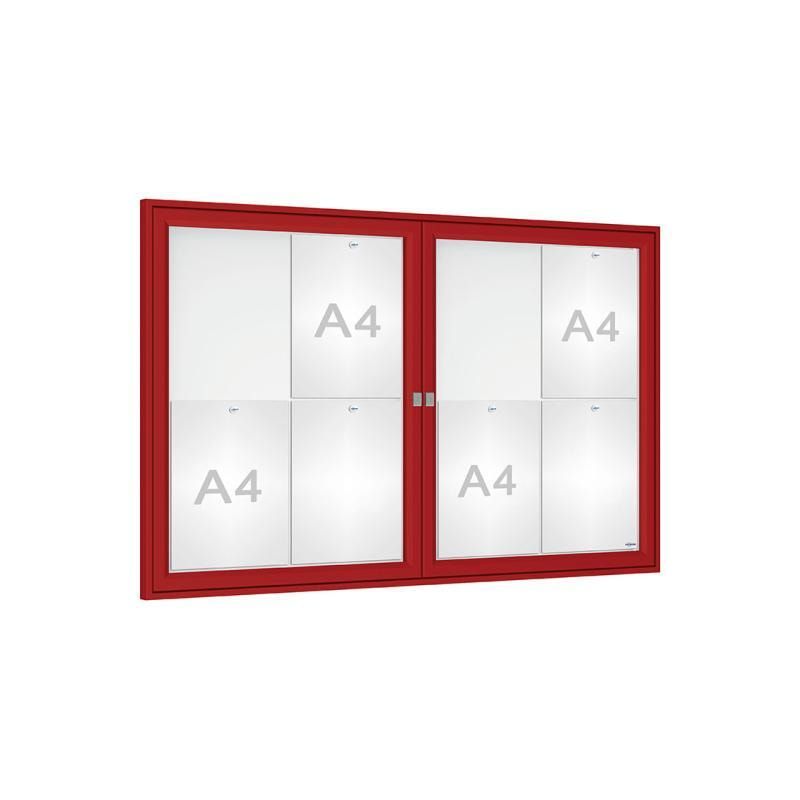 Schaukasten - Doppelflügeltür - 8xA4 - Querformat - 750 x 1.200 x 30 mm (HxBxT) - enzianblau - Infokasten - Präsentationsvitrine