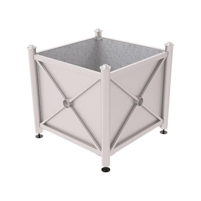 Pflanzbehälter, fvz.Stahl, innen feuerverzinkt, Verladungsgriffe, verstellbare Füße, Kopf Agora, 900 x 1.000 x 1.000 mm (HxBxT), enzianblau