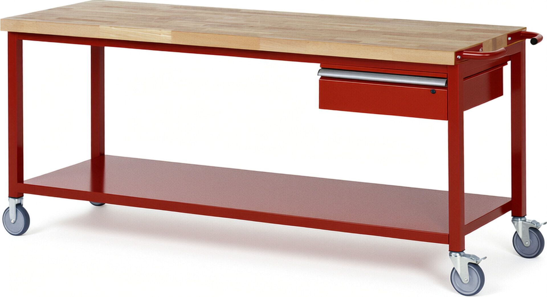 Mobile Werkbank mit Ablageboden - 1 Schublade - 150:1 - höhenverstellbar 880-1.080 mm - 2.000 x 700 mm (BxT) - 450 kg - Anthrazitgrau