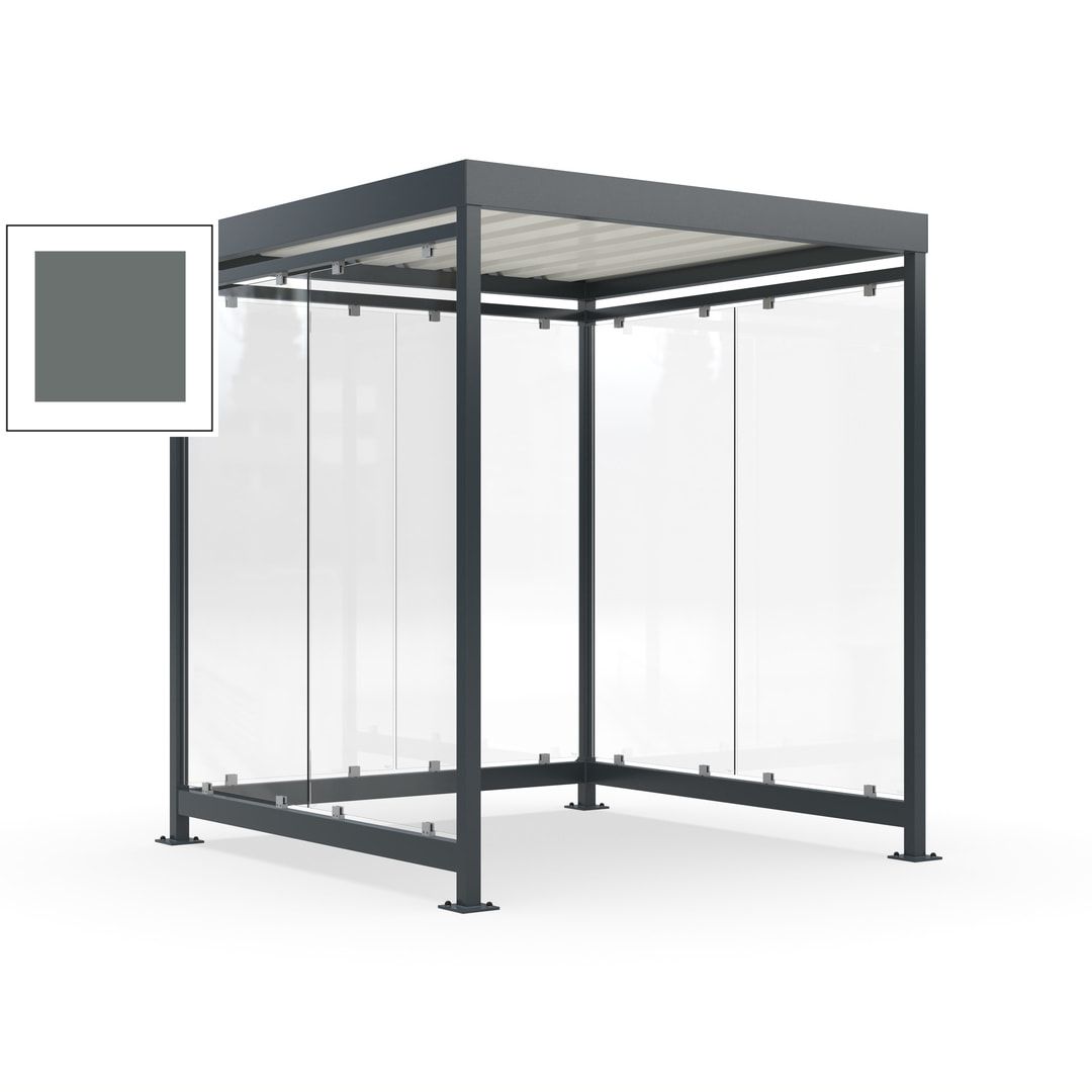Raucherunterstand, Bushaltestelle, 6-7 Personen, 6 Wände, 2.510 x 2.165 x 2.165 mm (HxBxT), Achatgrau