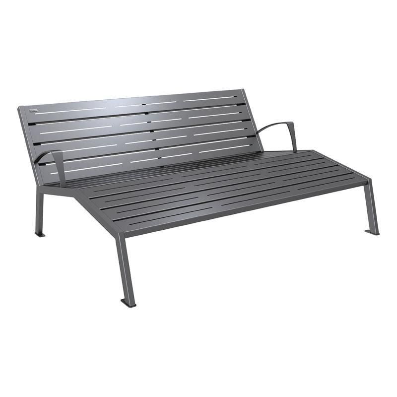 Liegestuhl aus Stahl - mit Armlehnen - 808 x 1.800 mm (HxB) - Farbe enzianblau - Parkbank - Gartenbank
