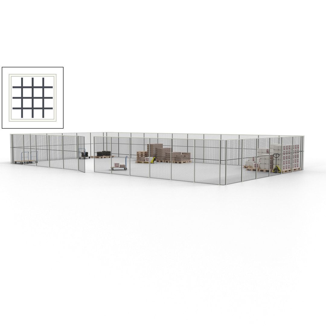 Maschinen Schutzgitter - Hallentrennwand - Sicherheitszaun - Tür - 54 m - 2.200 x 18.400 x 9.400 mm (HxBxT) - enzianblau