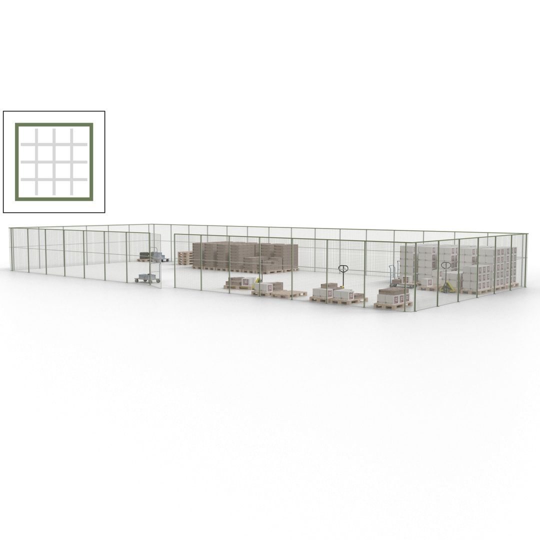 Maschinen Schutzgitter - Hallentrennwand - Sicherheitszaun - Tür - 63 m - 2.200 x 22.900 x 9.400 mm (HxBxT) - enzianblau