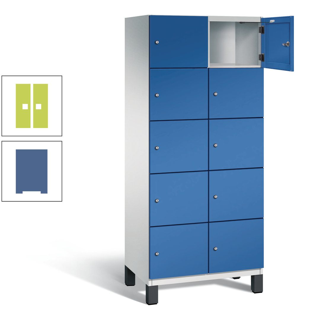Fächerschrank, Stahlschrank, 10 Fächer, Türöffnungsbegrenzer, Füße, 1.980 x 800 x 525 mm (HxBxT), Korpus anthrazitgrau, Front anthrazitgrau