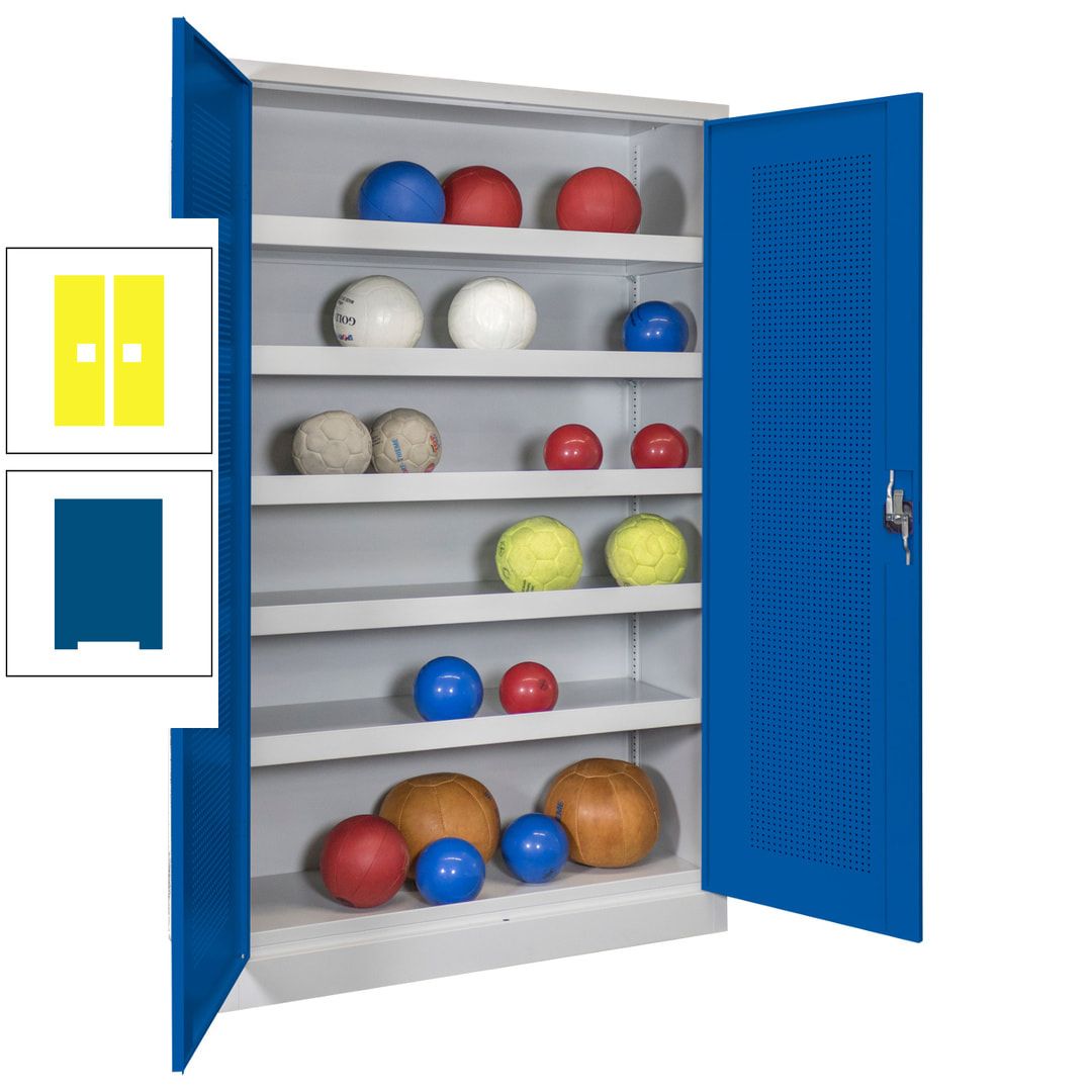 Ballschrank - Lochfeldtüren - 5 Böden - 1.950x1.200x500 mm (HxBxT) - anthrazitgrau